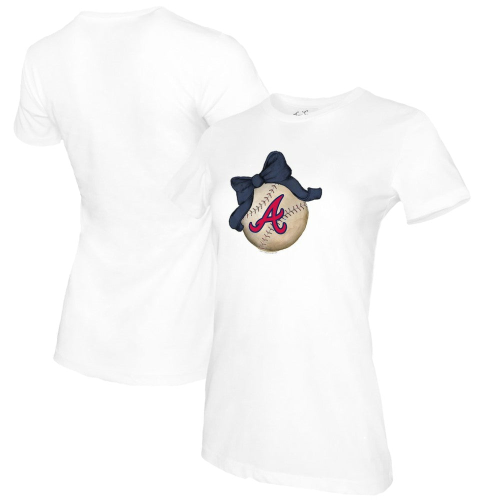 Atlanta Braves Tiny Turnip Women's Baseball Bow T-Shirt - MLB