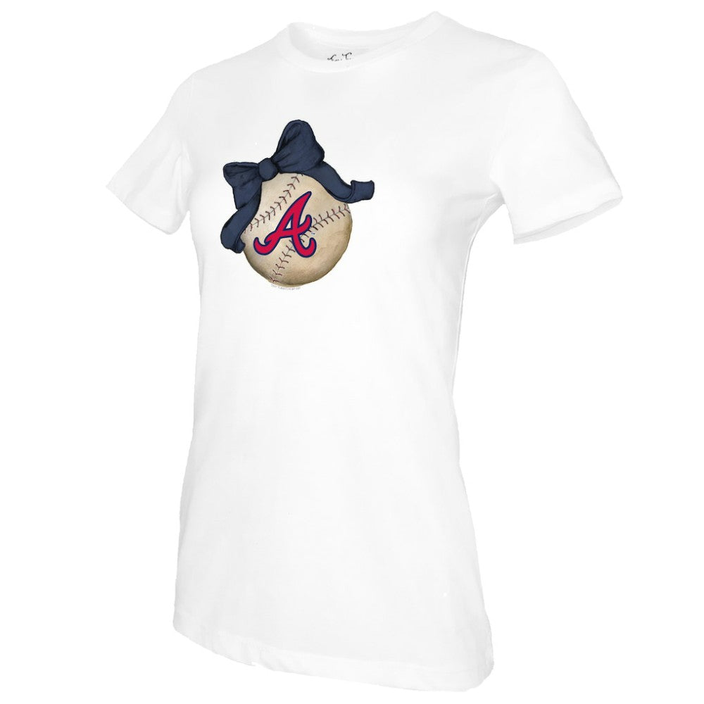 Atlanta Braves Tiny Turnip Women's Baseball Bow T-Shirt - MLB