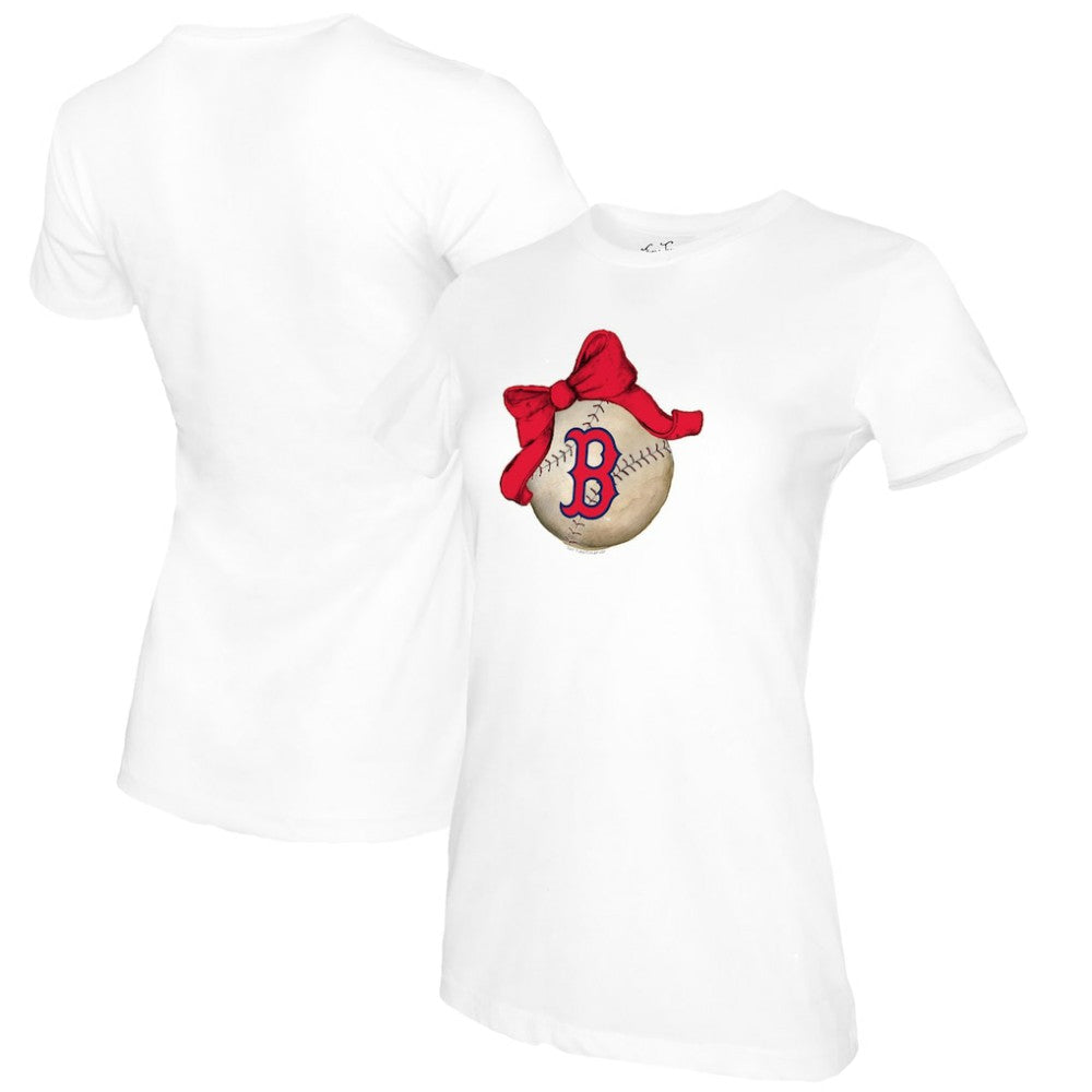 Boston Red Sox Tiny Turnip Women's Baseball Bow T-Shirt - MLB