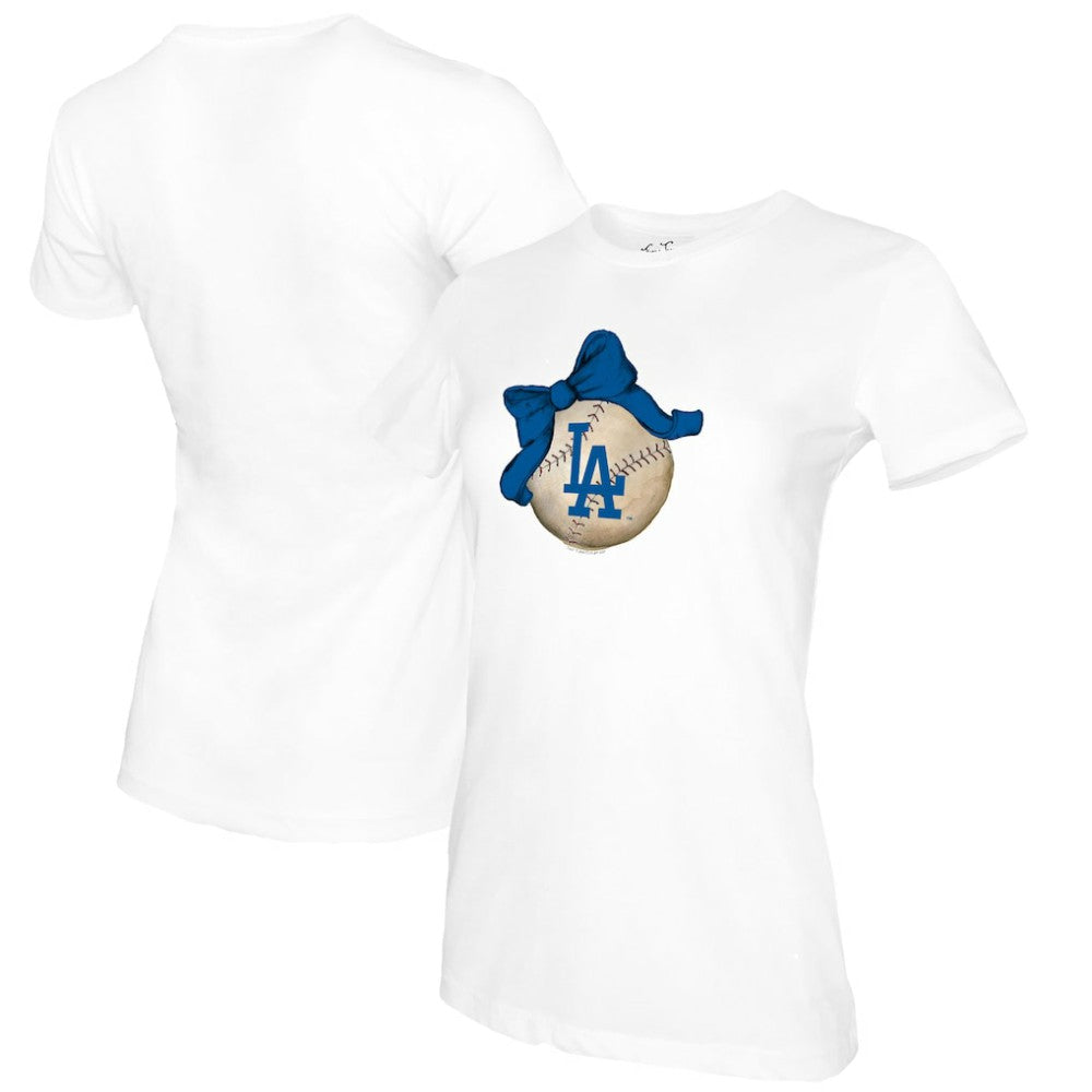 Los Angeles Dodgers Tiny Turnip Women's Baseball Bow T-Shirt - MLB