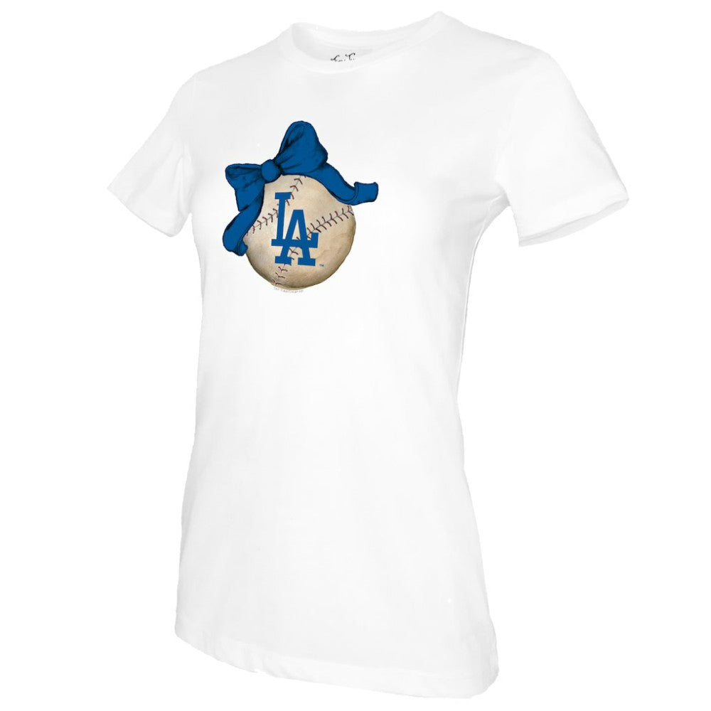 Los Angeles Dodgers Tiny Turnip Women's Baseball Bow T-Shirt - MLB