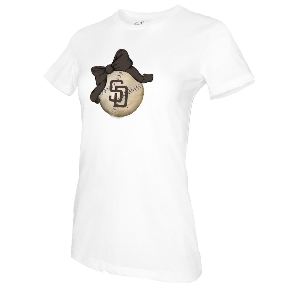 San Diego Padres Tiny Turnip Women's Baseball Bow T-Shirt - MLB