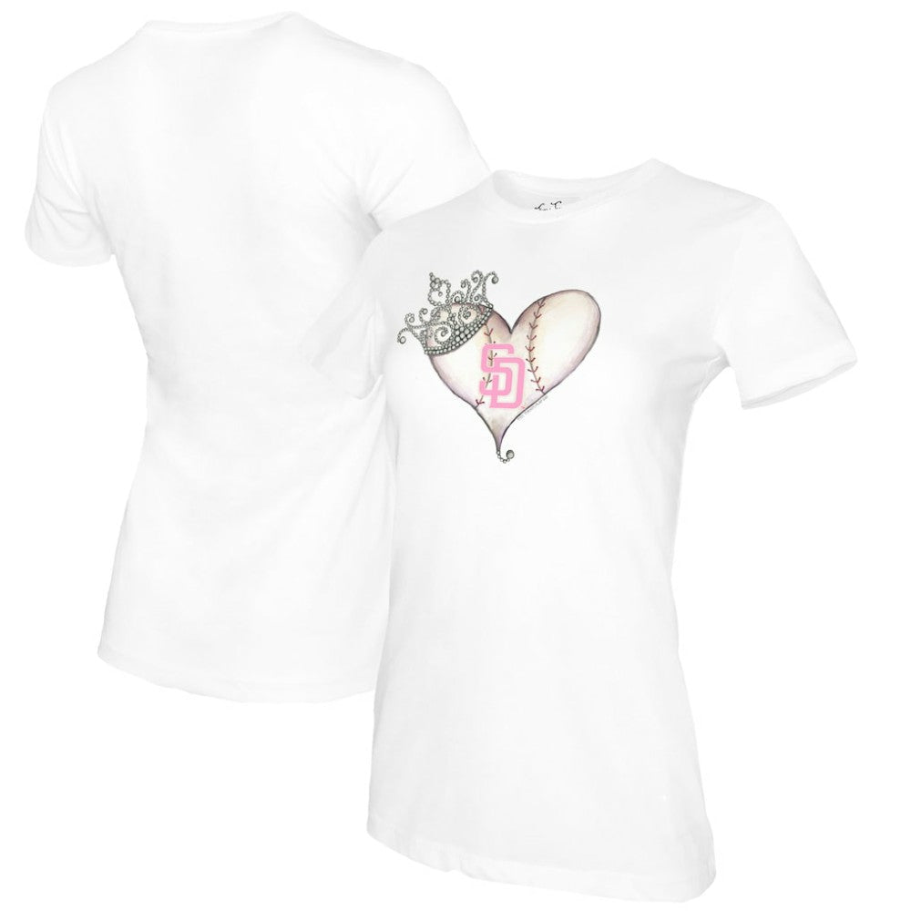 San Diego Padres Tiny Turnip Women's Baseball Tiara Heart T-Shirt - MLB