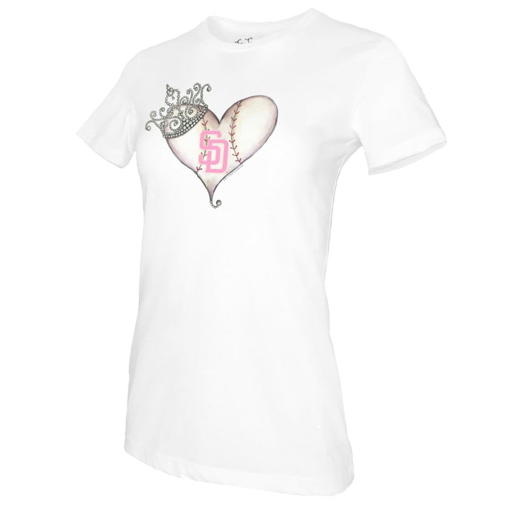 San Diego Padres Tiny Turnip Women's Baseball Tiara Heart T-Shirt - MLB