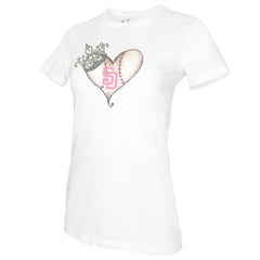 San Diego Padres Tiny Turnip Women's Baseball Tiara Heart T-Shirt - MLB