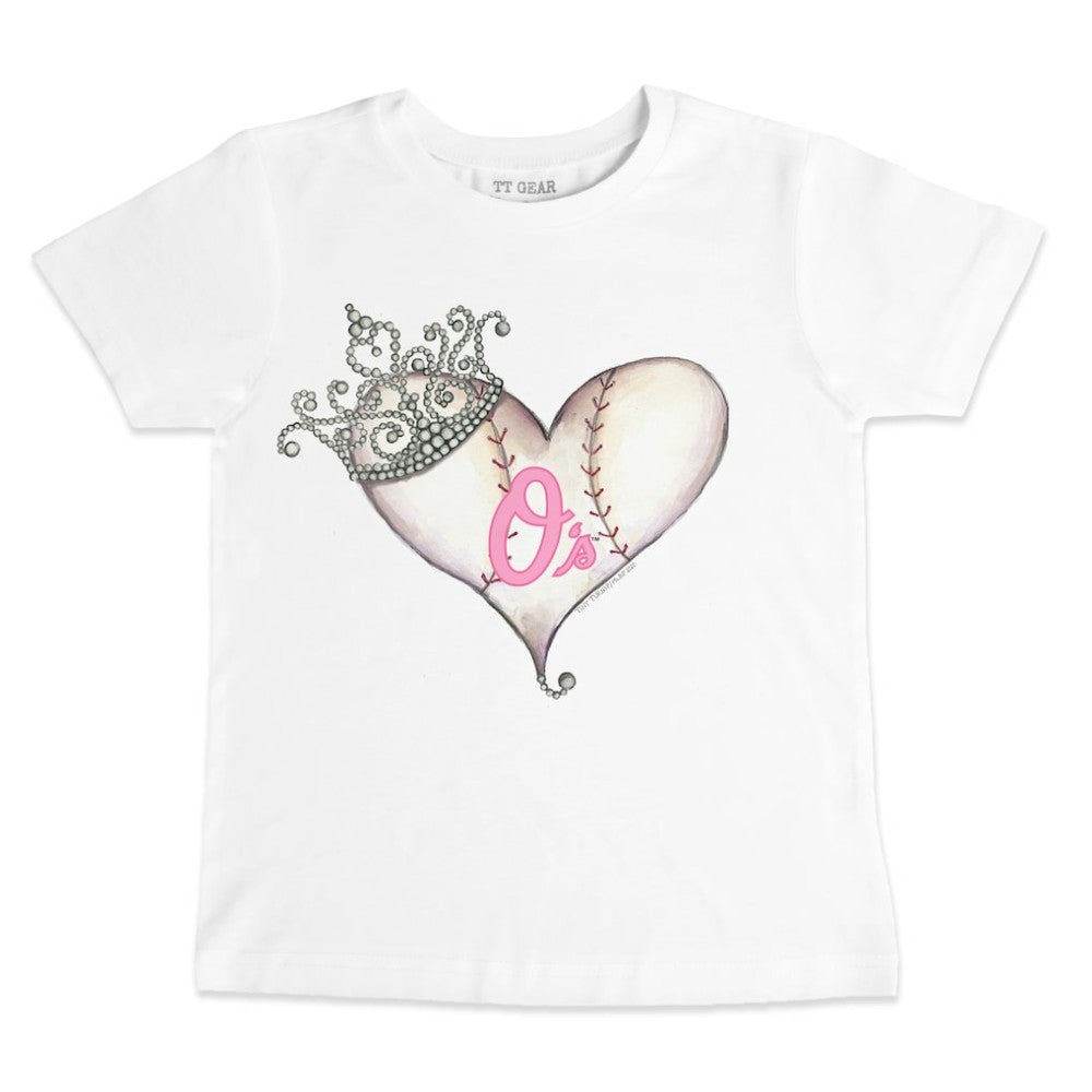 Baltimore Orioles Tiny Turnip Youth Baseball Tiara Heart T-Shirt - MLB