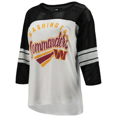 Washington Commanders G-III 4Her by Carl Banks Women's First Team 3/4-Sleeve Mesh T-Shirt White/Black | NFL