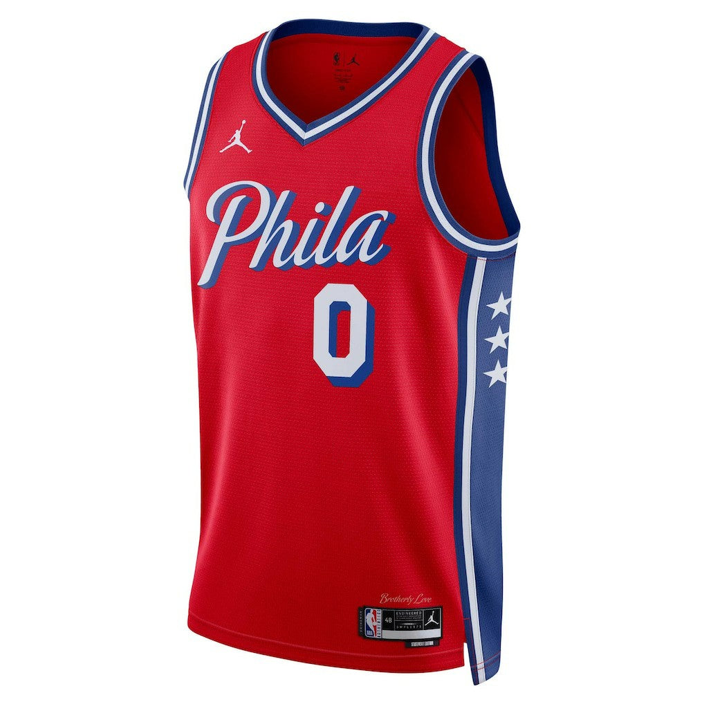 Tyrese Maxey Philadelphia 76ers Jordan Brand Unisex Swingman Jersey Statement Edition Red - NBA