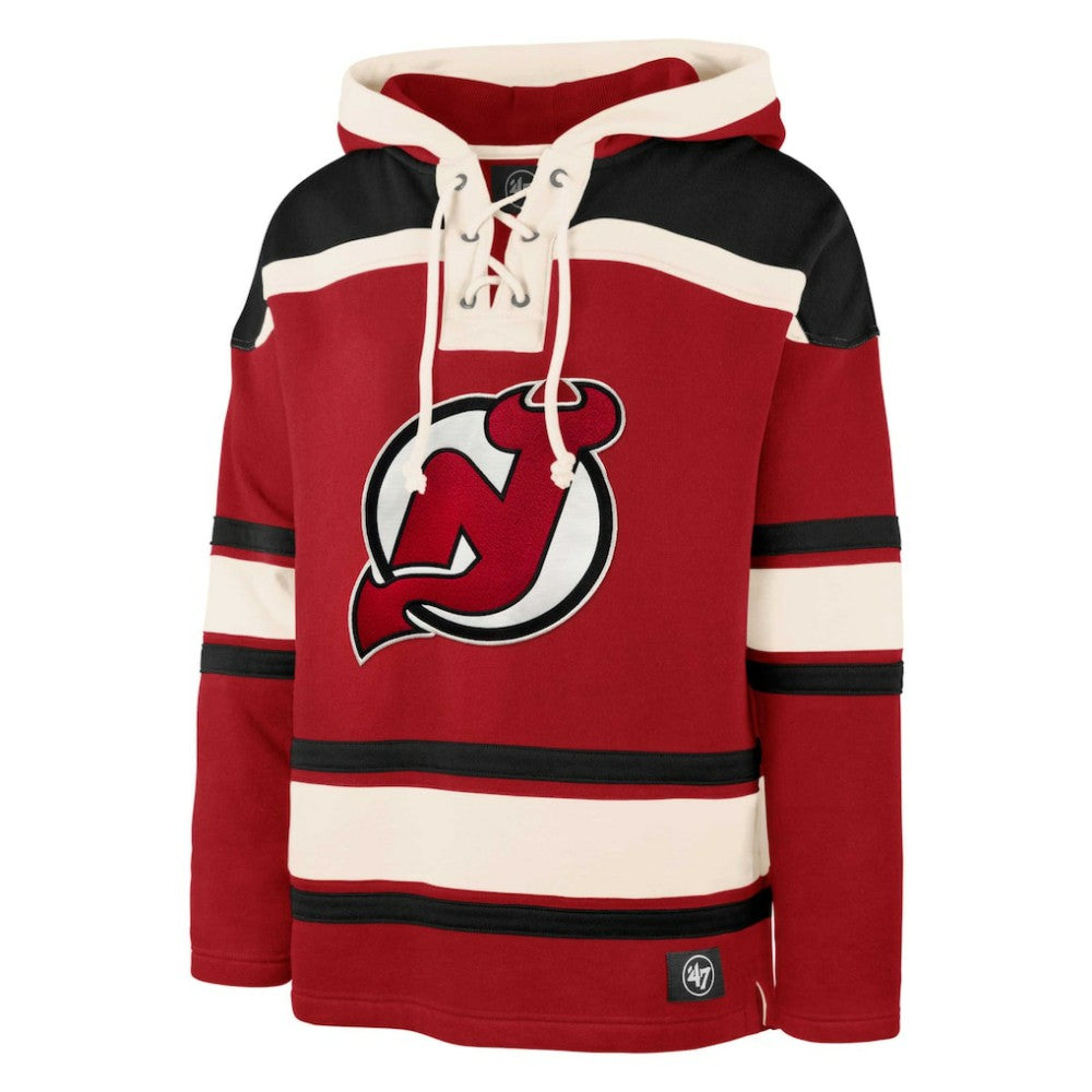 Jack Hughes New Jersey Devils '47 Player Lacer Pullover Hoodie - Red - NHL