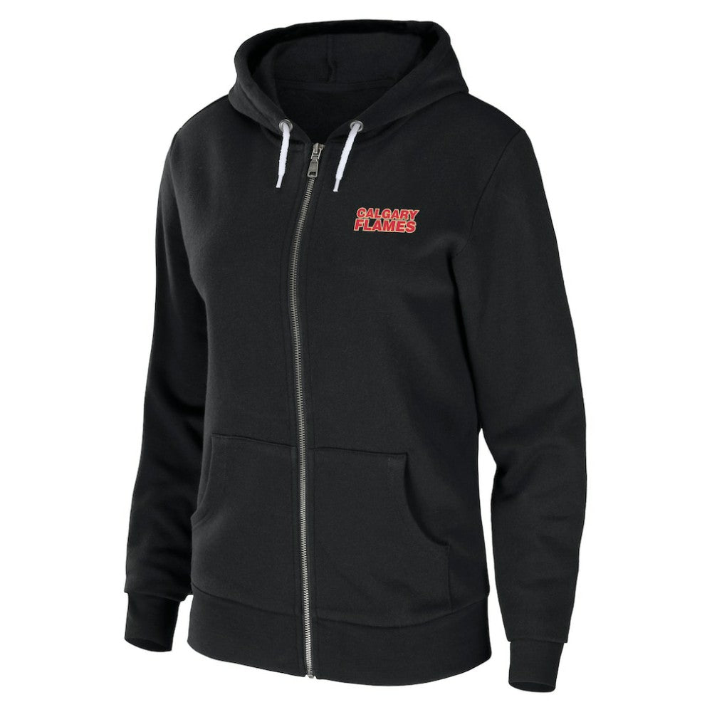 Calgary Flames WEAR by Erin Andrews Women's Sponge Fleece Full-Zip Hoodie - Black - NHL
