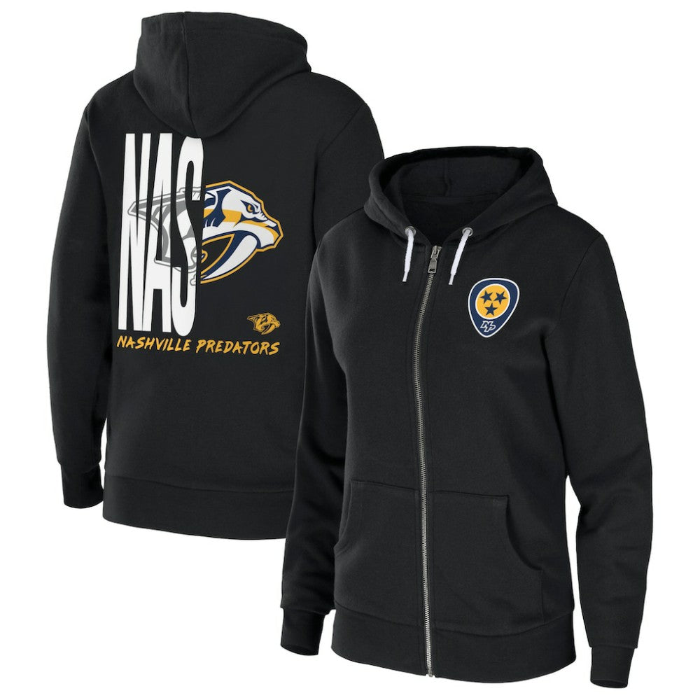 Nashville Predators WEAR by Erin Andrews Women's Sponge Fleece Full-Zip Hoodie - Black - NHL