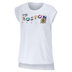 Boston Bruins WEAR by Erin Andrews Women's Greetings From Muscle T-Shirt - White - NHL