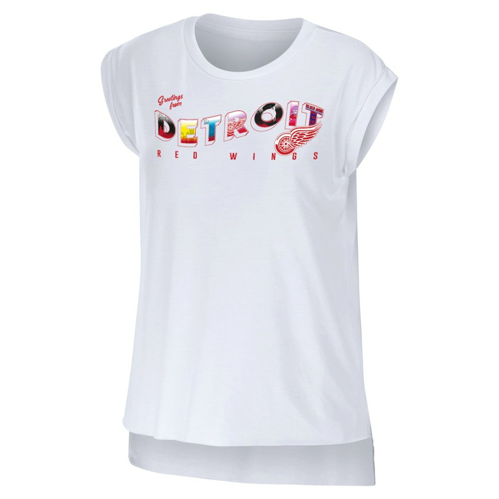 Detroit Red Wings WEAR by Erin Andrews Women's Greetings From Muscle T-Shirt - White - NHL
