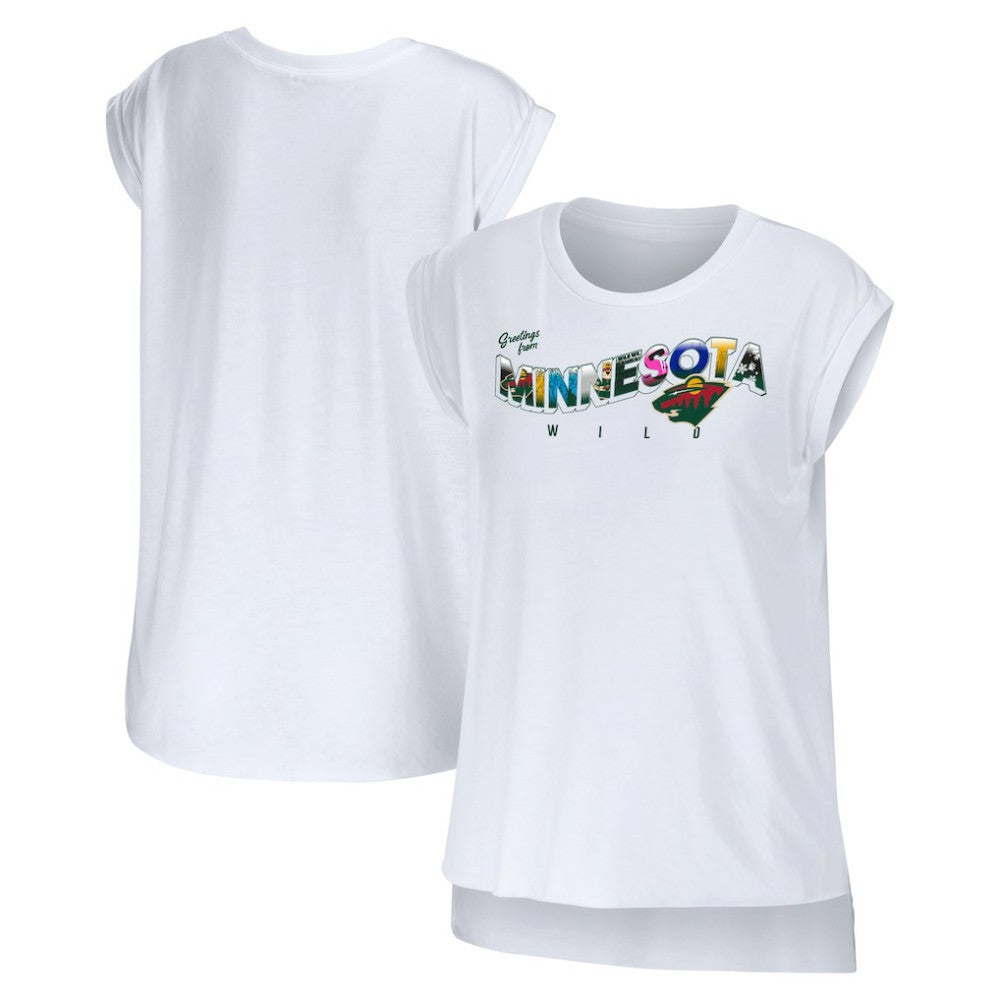 Minnesota Wild WEAR by Erin Andrews Women's Greetings From Muscle T-Shirt - White - NHL