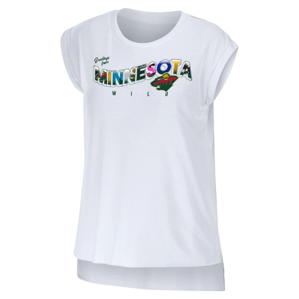 Minnesota Wild WEAR by Erin Andrews Women's Greetings From Muscle T-Shirt - White - NHL