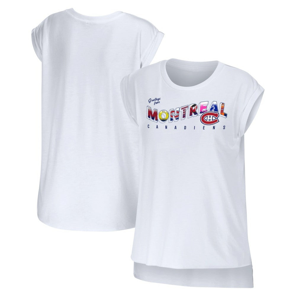 Montreal Canadiens WEAR by Erin Andrews Women's Greetings From Muscle T-Shirt - White - NHL