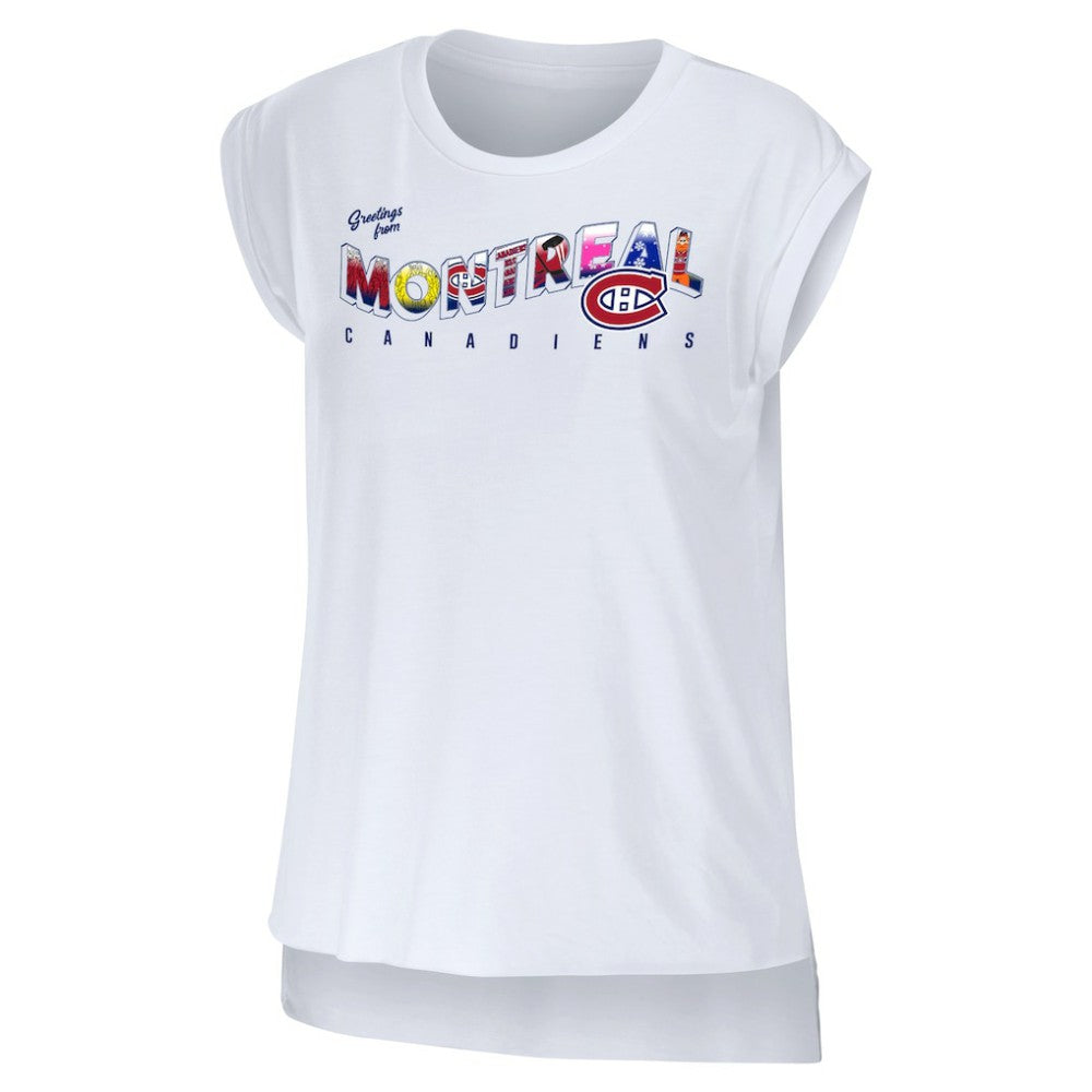 Montreal Canadiens WEAR by Erin Andrews Women's Greetings From Muscle T-Shirt - White - NHL