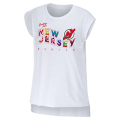 New Jersey Devils WEAR by Erin Andrews Women's Greetings From Muscle T-Shirt - White - NHL