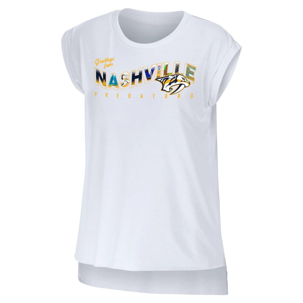 Nashville Predators WEAR by Erin Andrews Women's Greetings From Muscle T-Shirt - White - NHL