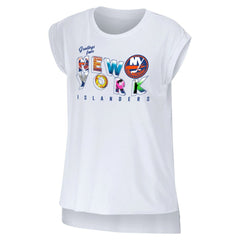 New York Islanders WEAR by Erin Andrews Women's Greetings From Muscle T-Shirt - White - NHL