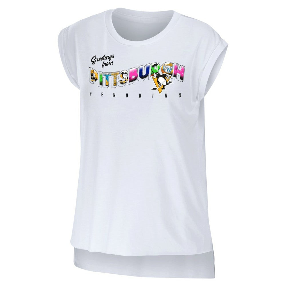 Pittsburgh Penguins WEAR by Erin Andrews Women's Greetings From Muscle T-Shirt - White - NHL