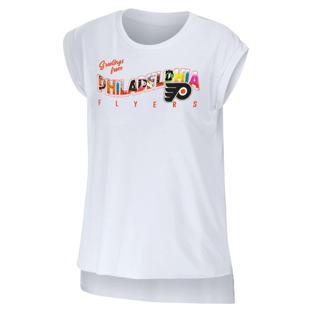 Philadelphia Flyers WEAR by Erin Andrews Women's Greetings From Muscle T-Shirt - White - NHL