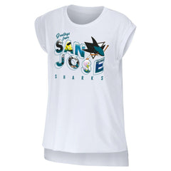 San Jose Sharks WEAR by Erin Andrews Women's Greetings From Muscle T-Shirt - White - NHL
