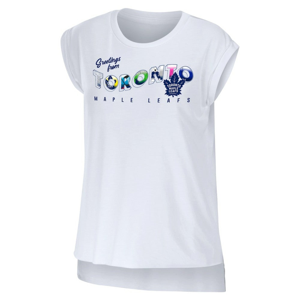 Toronto Maple Leafs WEAR by Erin Andrews Women's Greetings From Muscle T-Shirt - White - NHL