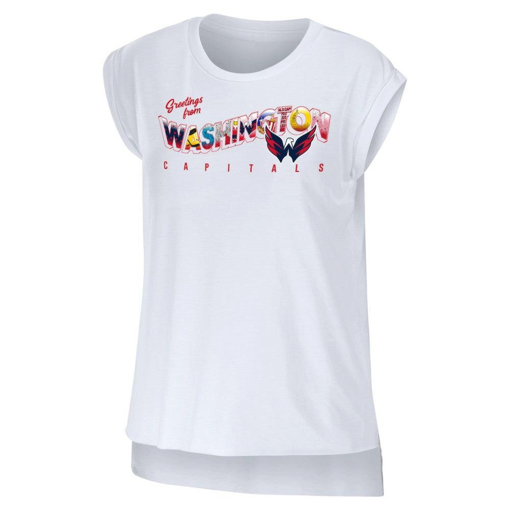 Washington Capitals WEAR by Erin Andrews Women's Greetings From Muscle T-Shirt - White - NHL
