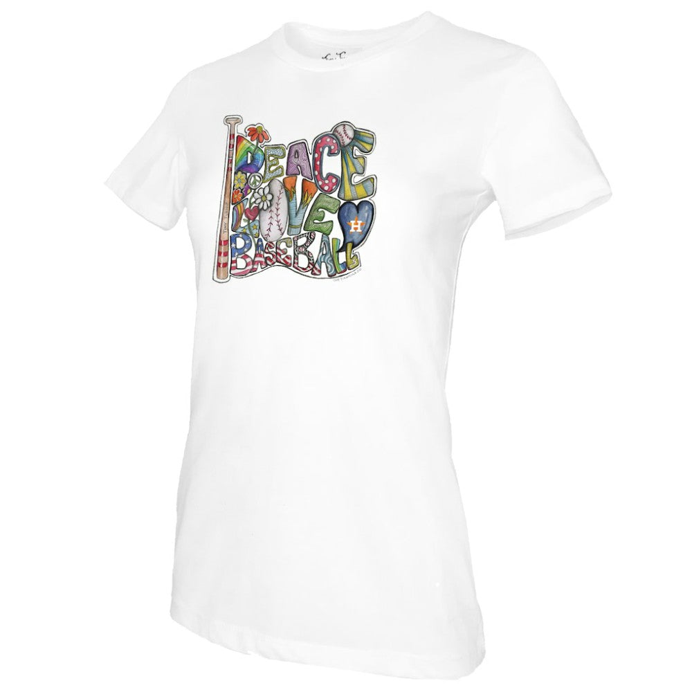 Houston Astros Tiny Turnip Women's Peace Love Baseball T-Shirt - MLB