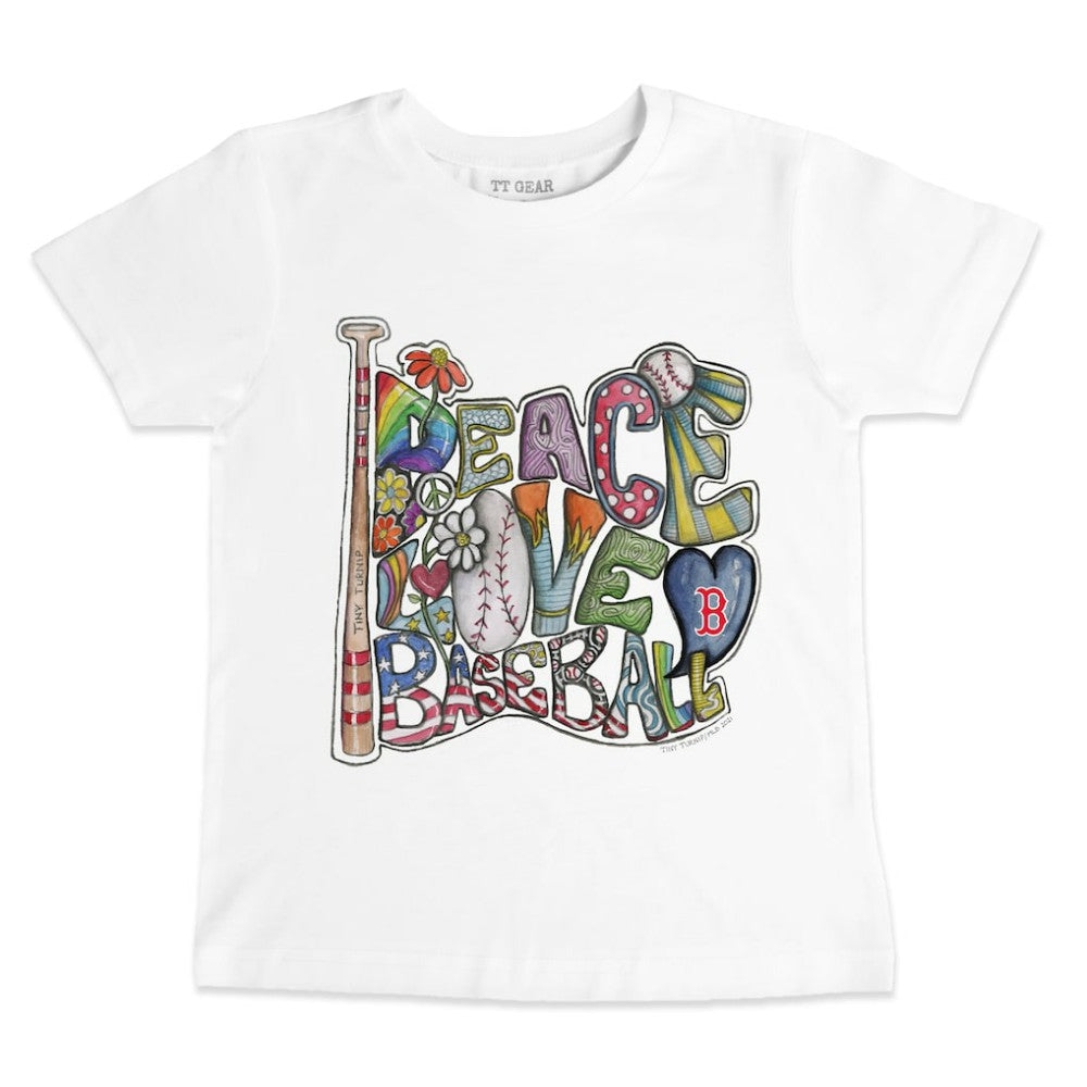 Boston Red Sox Tiny Turnip Youth Peace Love Baseball T-Shirt - MLB