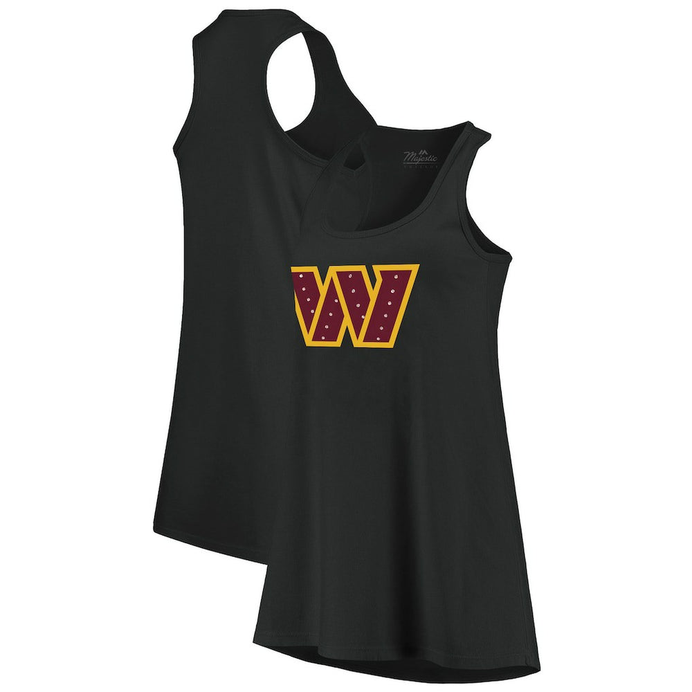 Washington Commanders Majestic Threads Women's Bling Scoop Neck Racerback Tank Top Black | NFL