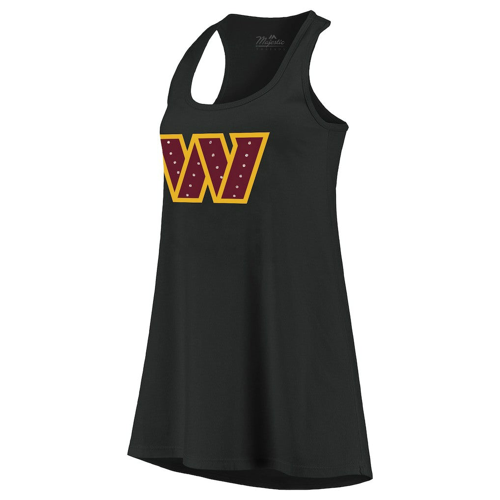 Washington Commanders Majestic Threads Women's Bling Scoop Neck Racerback Tank Top Black | NFL