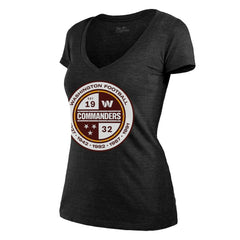 Washington Commanders Majestic Threads Women's Bling Tri-Blend V-Neck T-Shirt Heathered Black | NFL