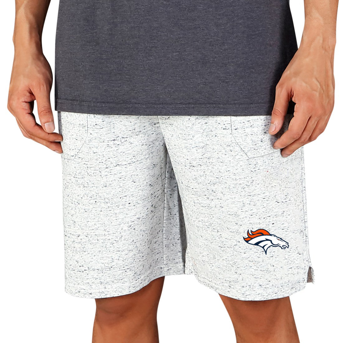 Denver Broncos Concepts Sport Throttle Knit Jam Shorts White/Charcoal | NFL