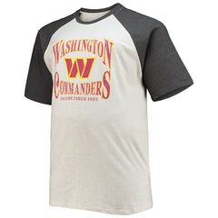 Washington Commanders Big & Tall Wordmark Raglan T-Shirt Oatmeal/Heathered Charcoal | Fanatics