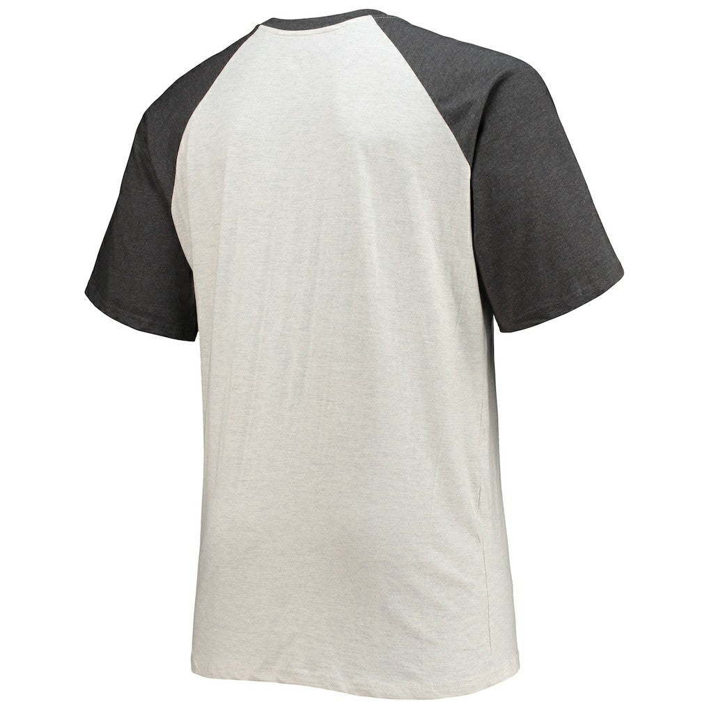 Washington Commanders Big & Tall Wordmark Raglan T-Shirt Oatmeal/Heathered Charcoal | Fanatics