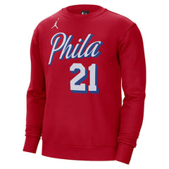 Joel Embiid Philadelphia 76ers Jordan Brand Statement Name & Number Pullover Sweatshirt Red - NBA
