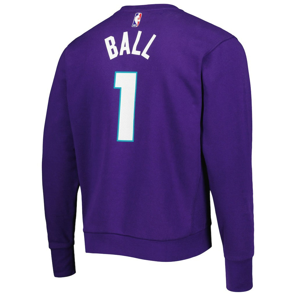 LaMelo Ball Charlotte Hornets Jordan Brand Statement Name & Number Pullover Sweatshirt Purple - NBA