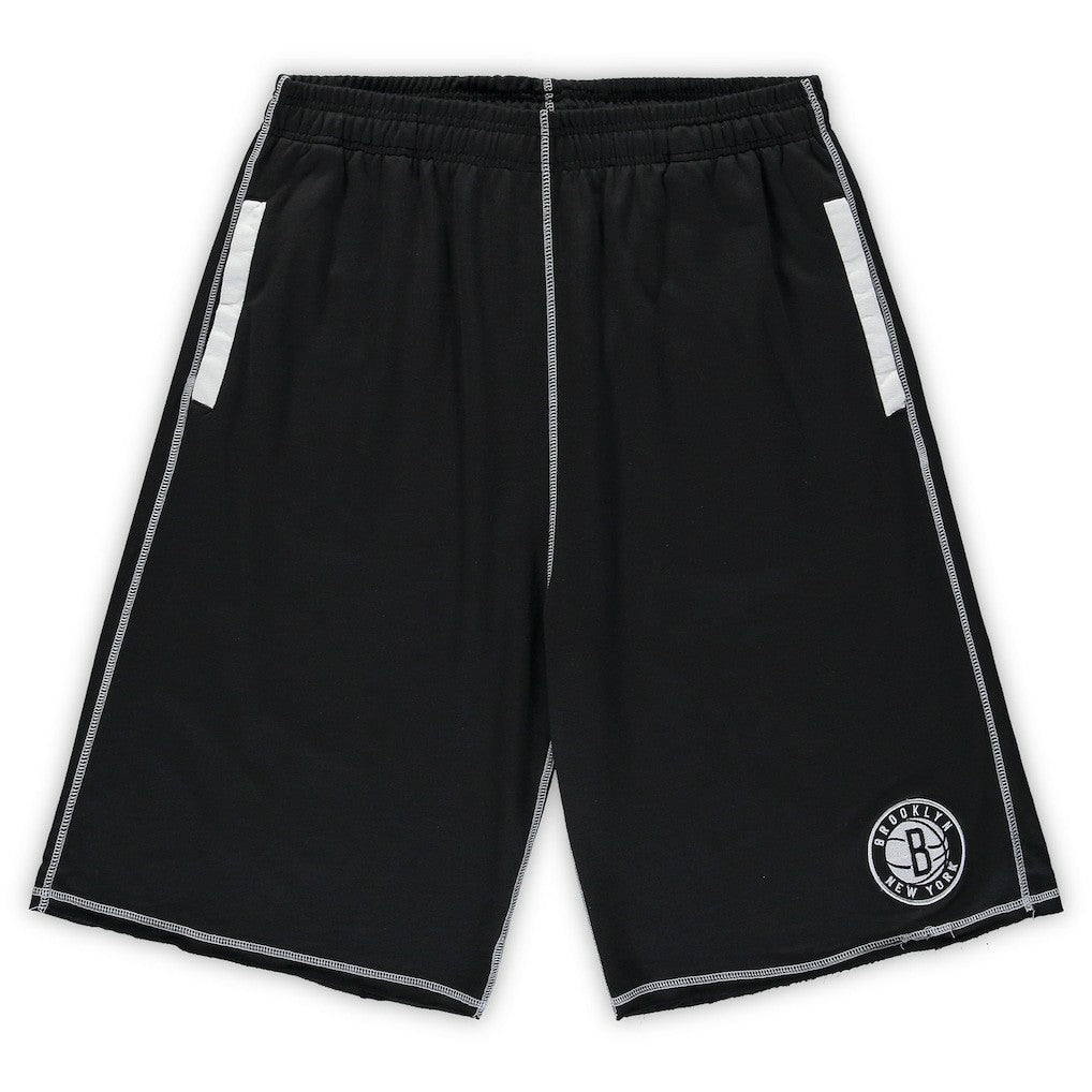 Brooklyn Nets Big & Tall Contrast Stitch Knit Shorts Black/White - NBA