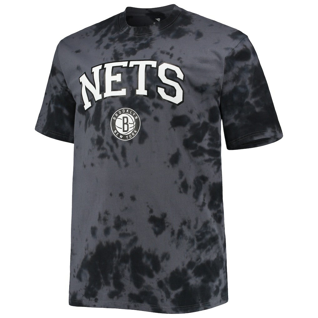 Brooklyn Nets Big & Tall Marble Dye Tonal Performance T-Shirt Black - NBA
