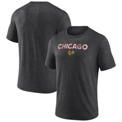 Chicago Blackhawks Wraparound Tri-Blend T-Shirt - Charcoal - NHL