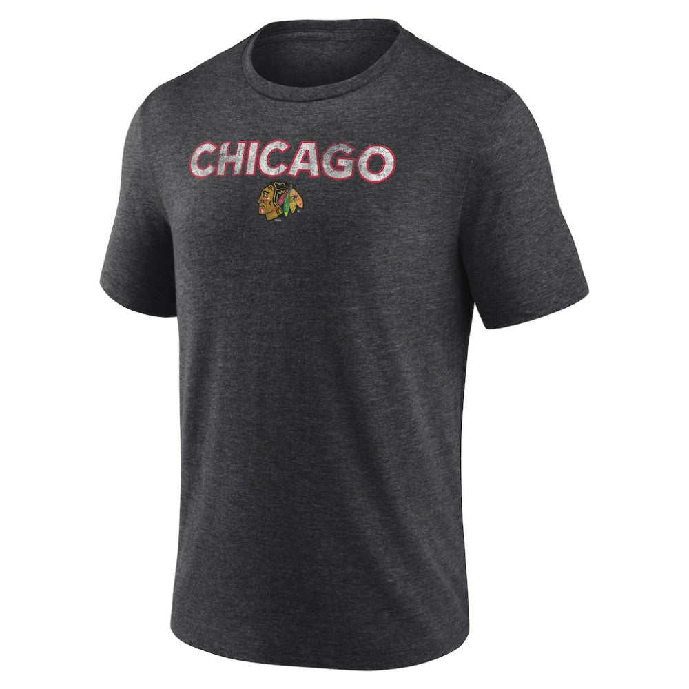 Chicago Blackhawks Wraparound Tri-Blend T-Shirt - Charcoal - NHL
