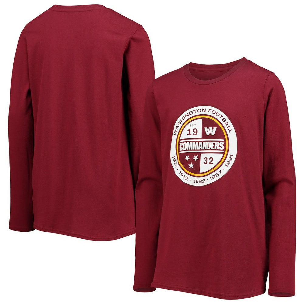 Washington Commanders Youth Secondary Logo Long Sleeve T-Shirt Burgundy | NFL