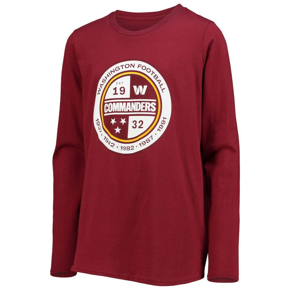 Washington Commanders Youth Secondary Logo Long Sleeve T-Shirt Burgundy | NFL