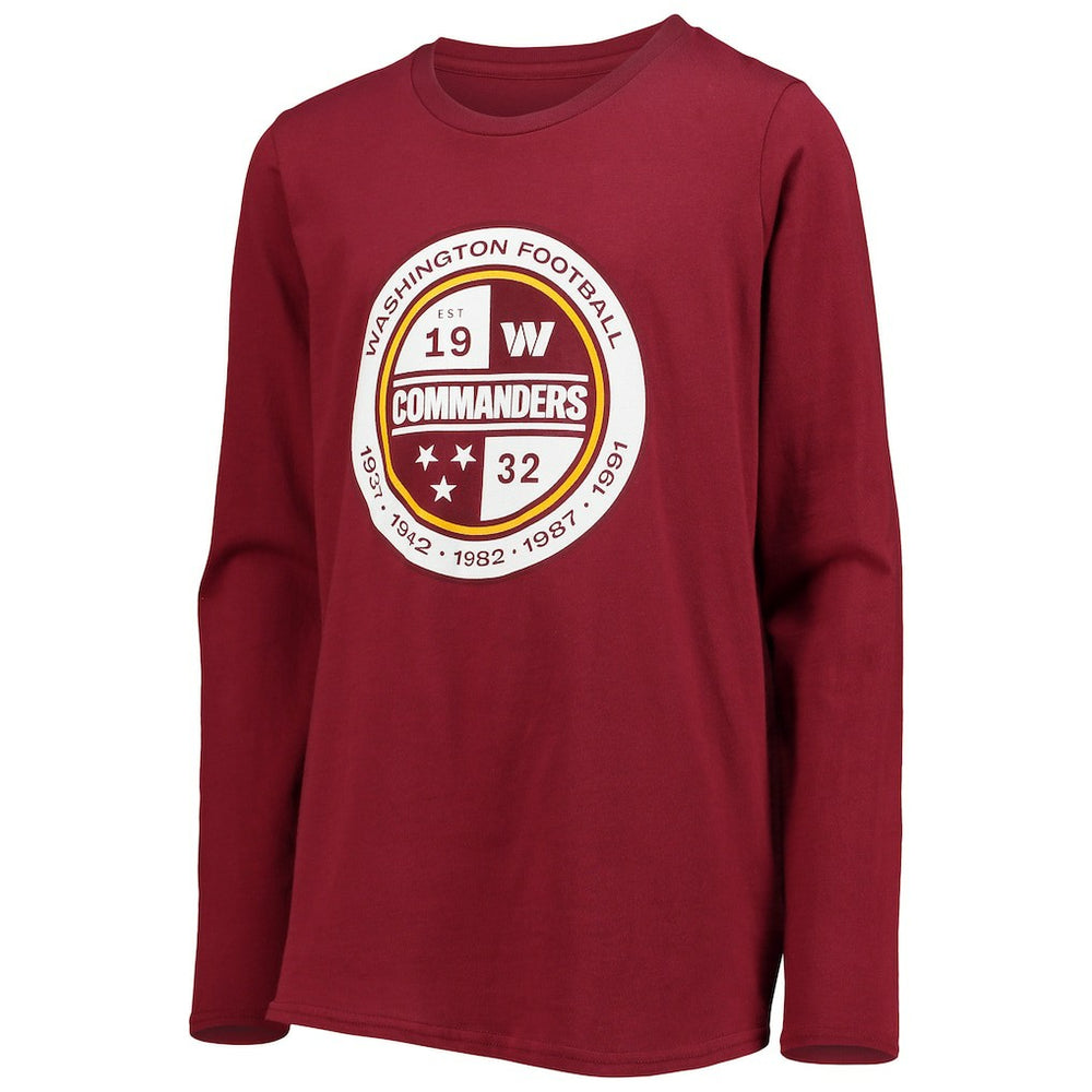 Washington Commanders Youth Secondary Logo Long Sleeve T-Shirt Burgundy | NFL