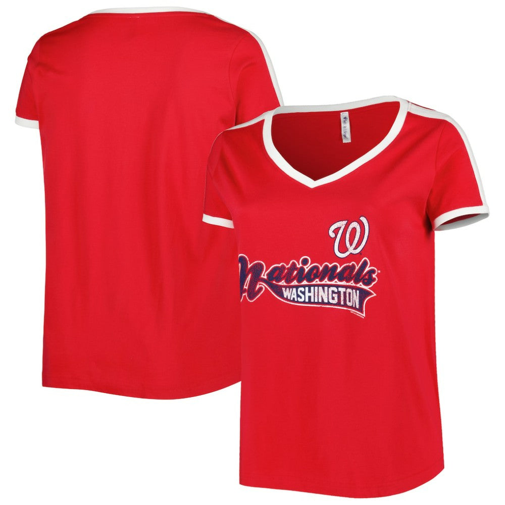 Washington Nationals Soft as a Grape Women's Plus Size V-Neck T-Shirt - MLB