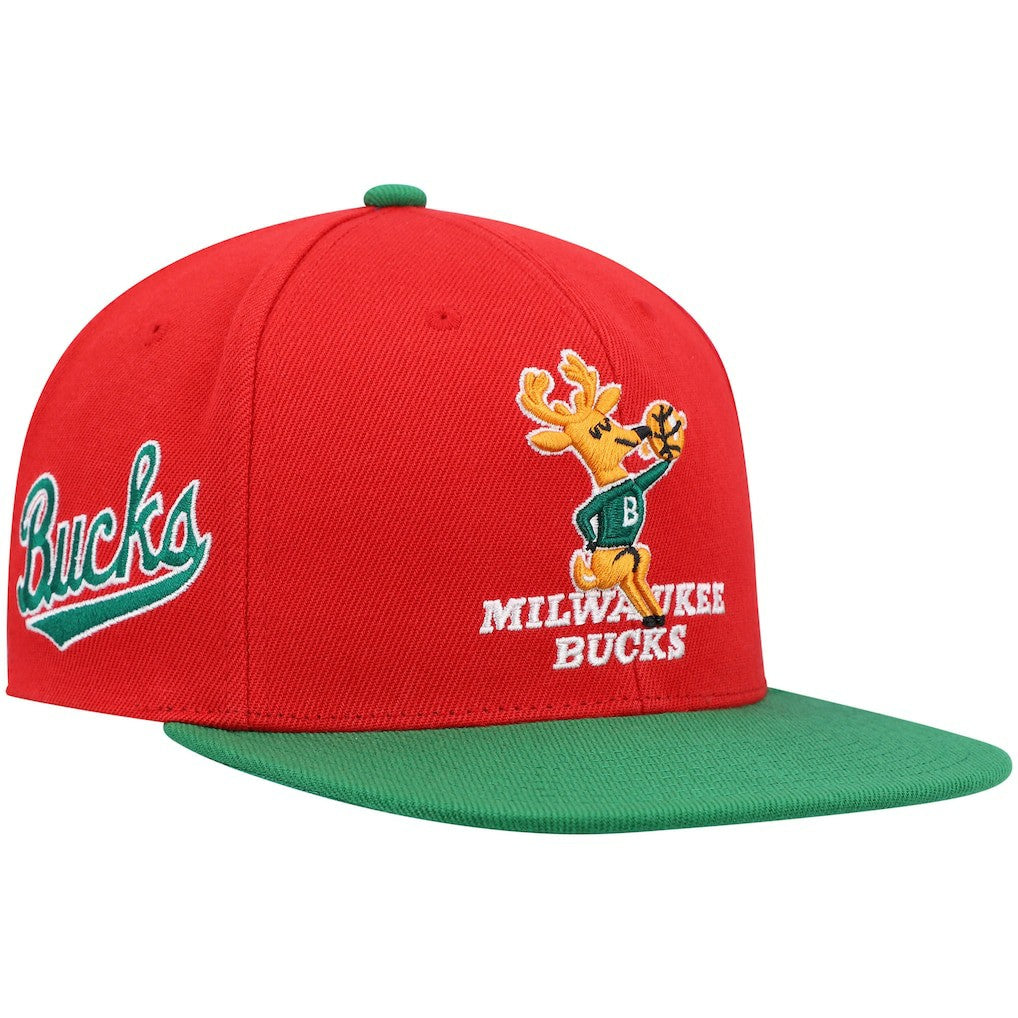 Milwaukee Bucks Hardwood Classics Snapback Hat Red/Green - NBA