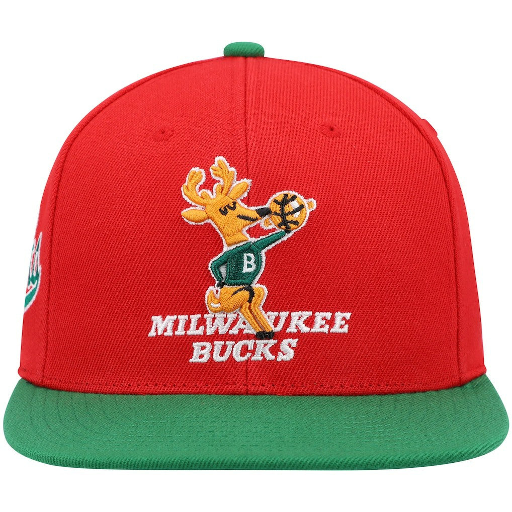 Milwaukee Bucks Hardwood Classics Snapback Hat Red/Green - NBA