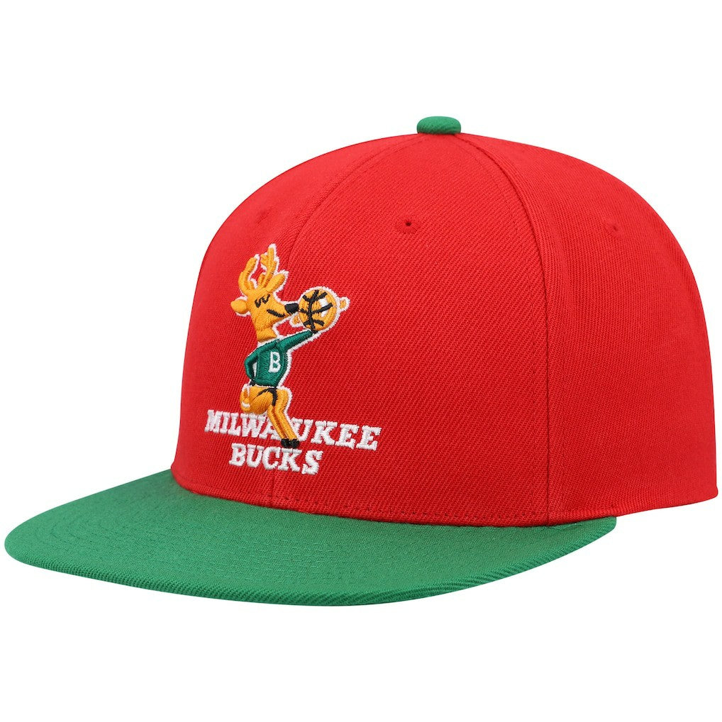 Milwaukee Bucks Hardwood Classics Snapback Hat Red/Green - NBA